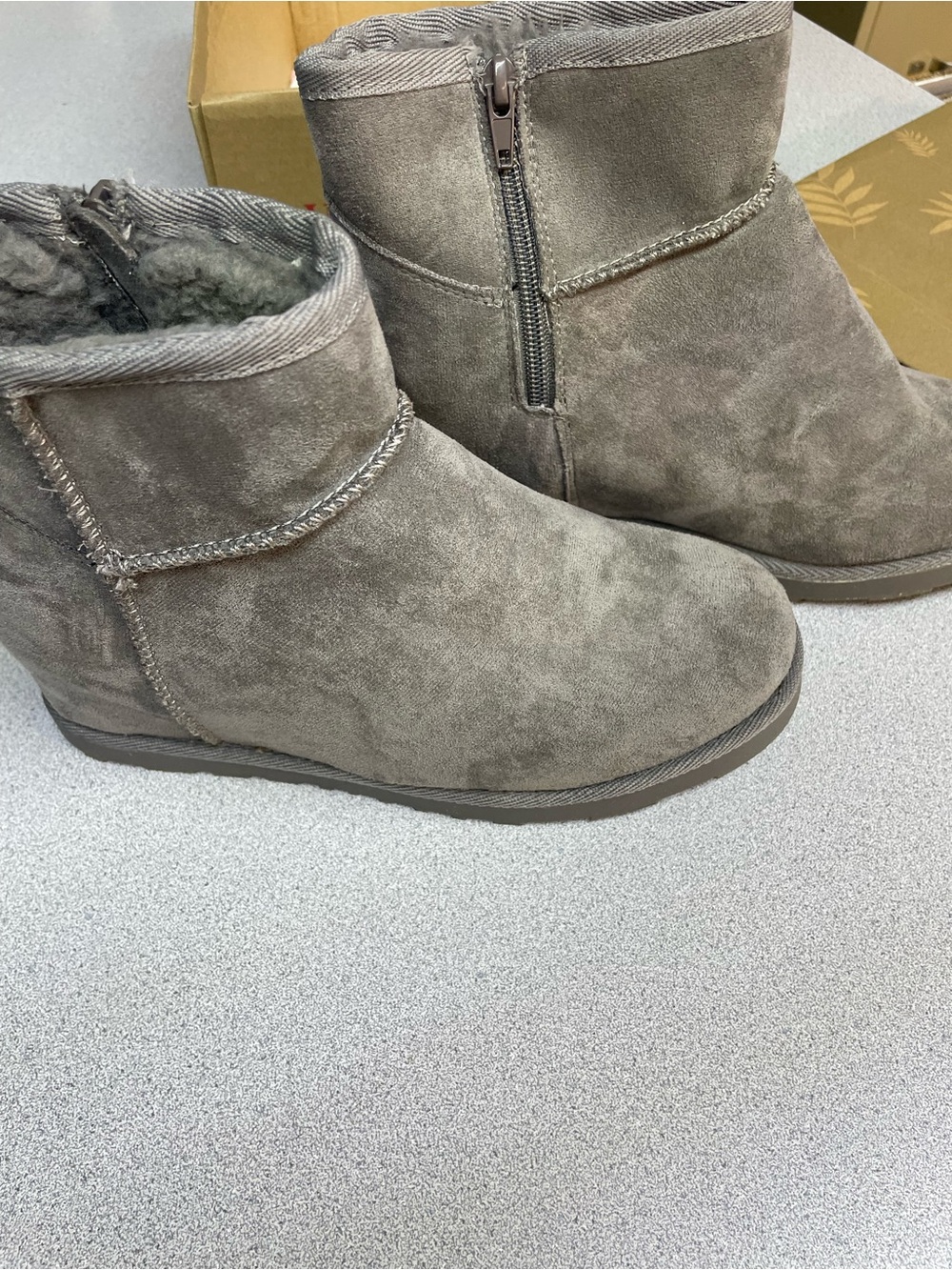 Cozy Plush-Lined Ankle Booties in Gray